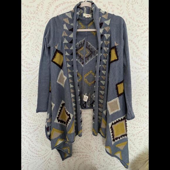 FALL CLEARANCE EUC Anthropologie Geo Pattern Wool Cardigan - Fiets Voor 2 - Picture 1 of 6
